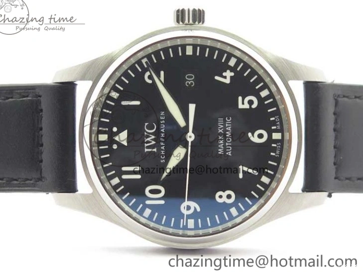 MIROTIME 0224 Soft MARK XVIII IW327001 SS FKF 1:1 Best Edition Black Dial On Black Leather Strap 7119